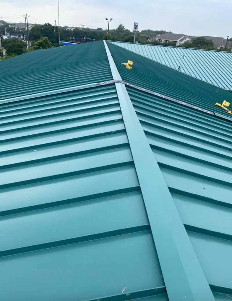 Green commercial metal roof ridge and valley for Metal Roof Repair in Pinson